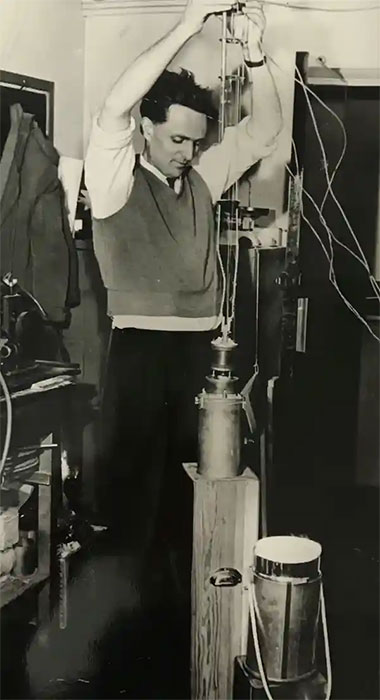 Sir Martin Wood testing the first superconducting magnet